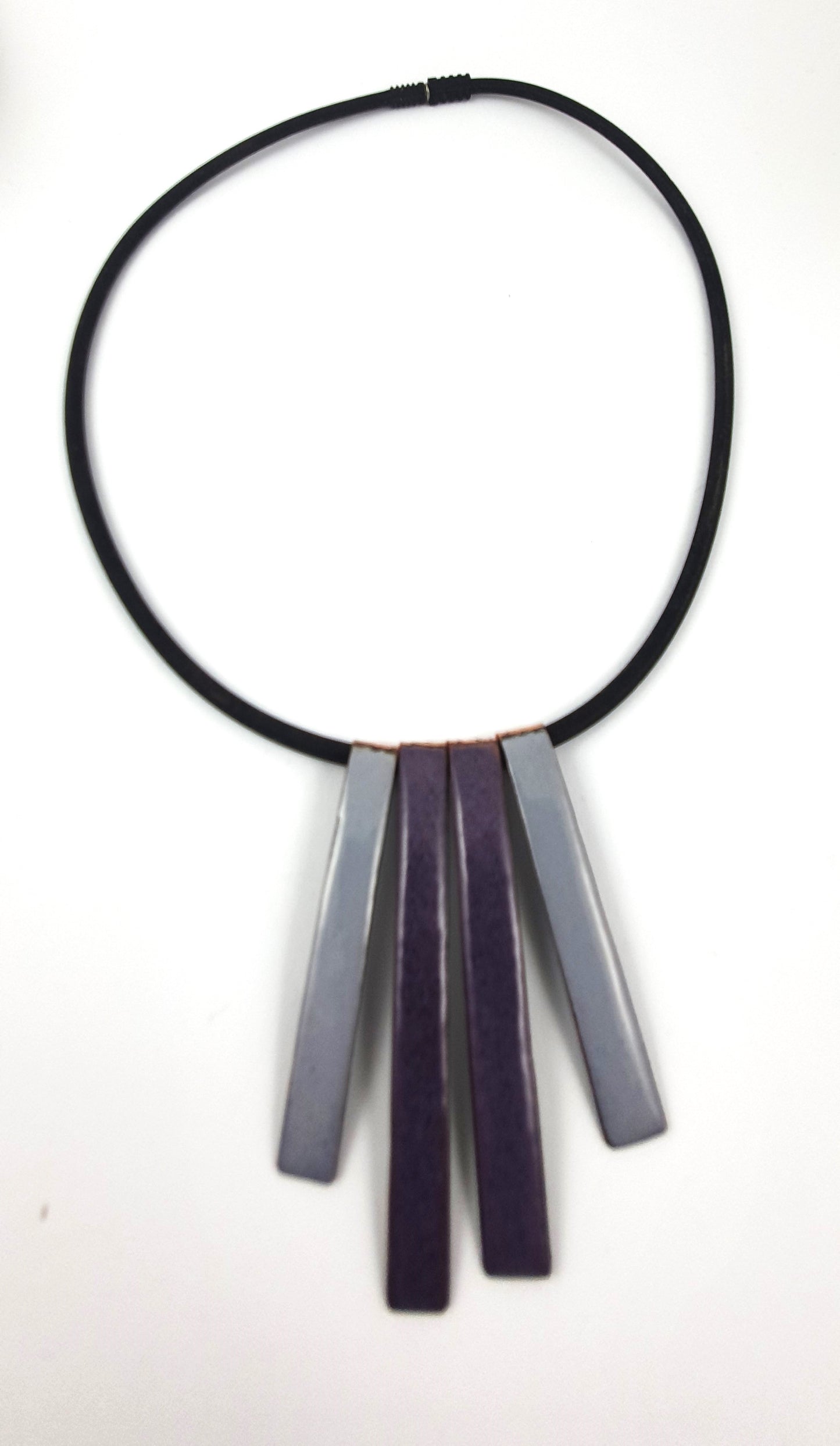Grey and Purple Enamel Copper Necklace