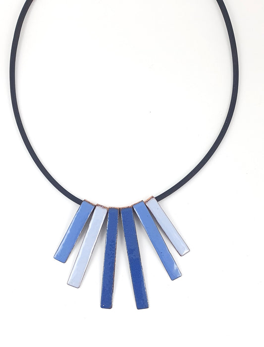 Blue Enamel Copper Necklace