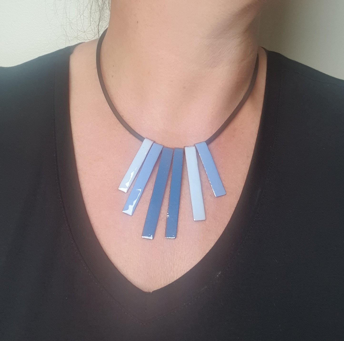 Blue Enamel Copper Necklace