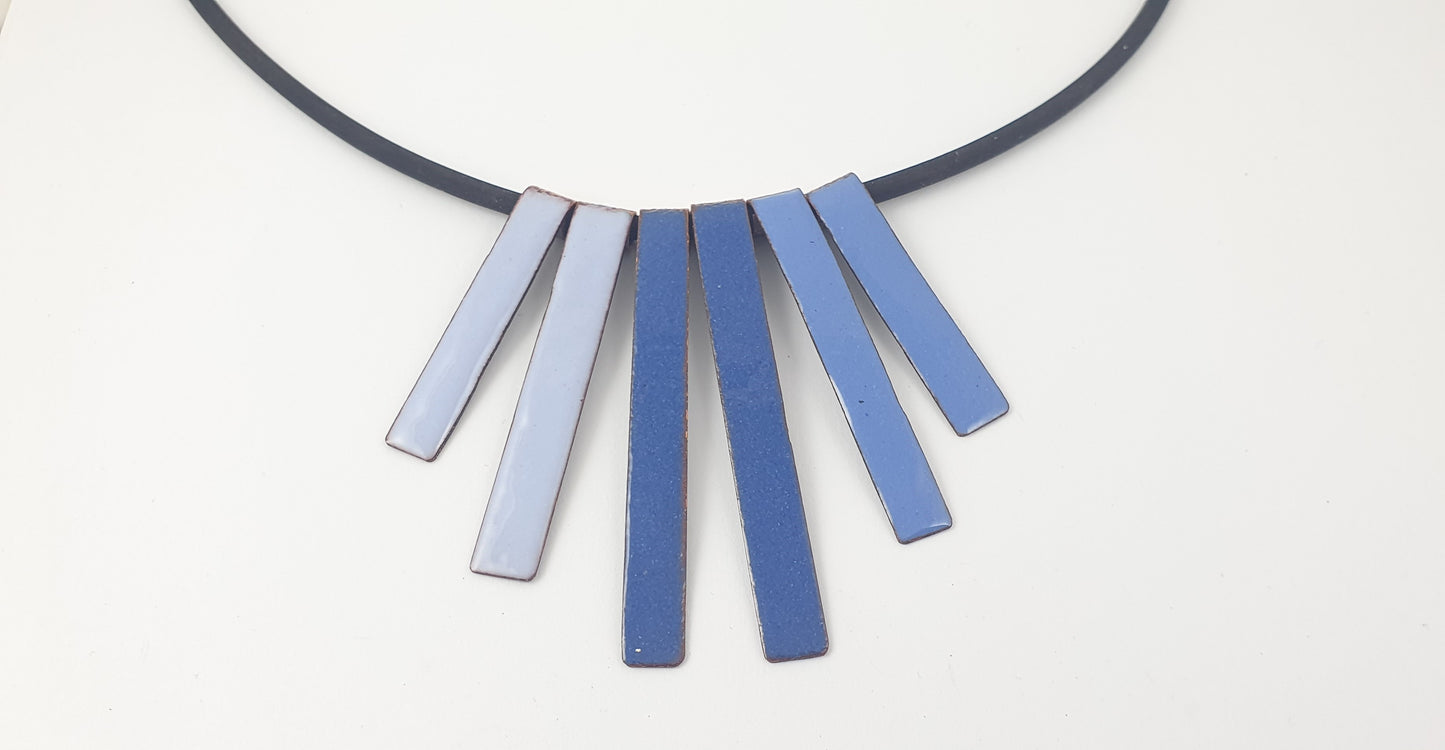 Blue Enamel Copper Necklace