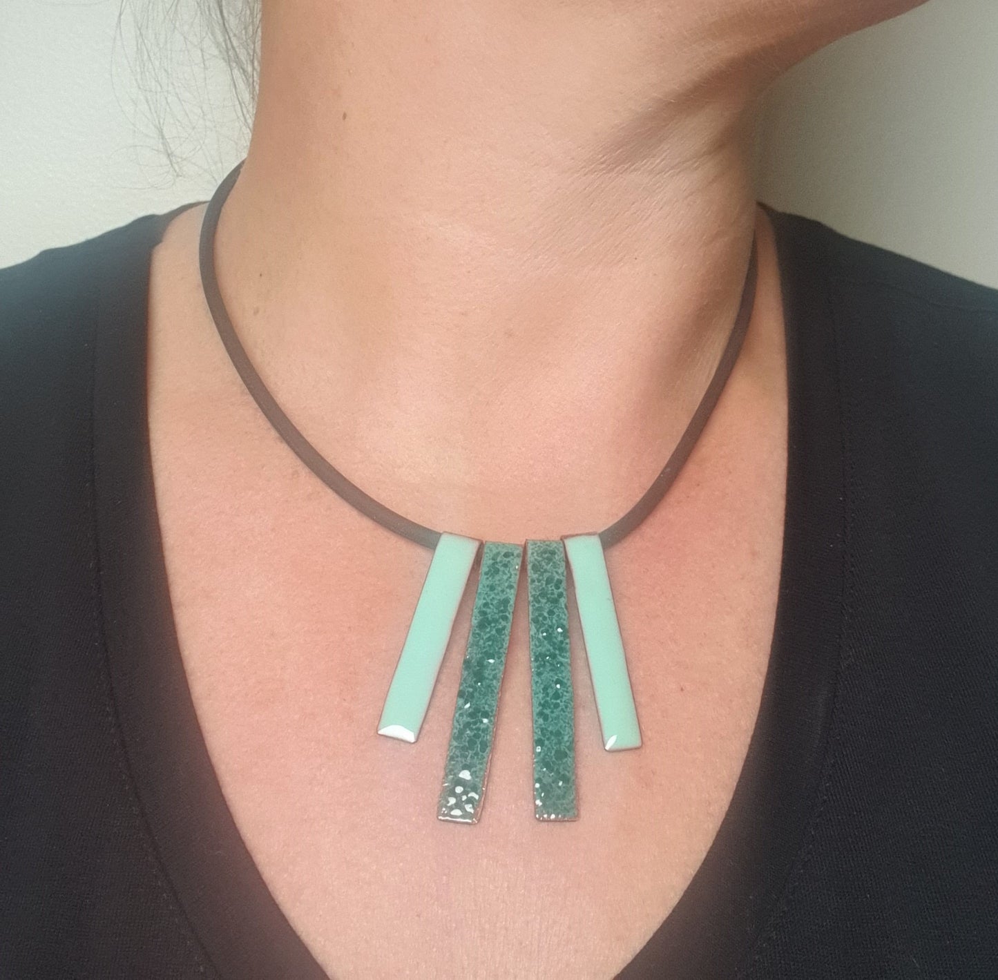 Green Enamel Copper Necklace