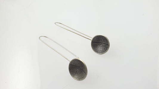 Leaf Textured Deep Domed Disc Earrings