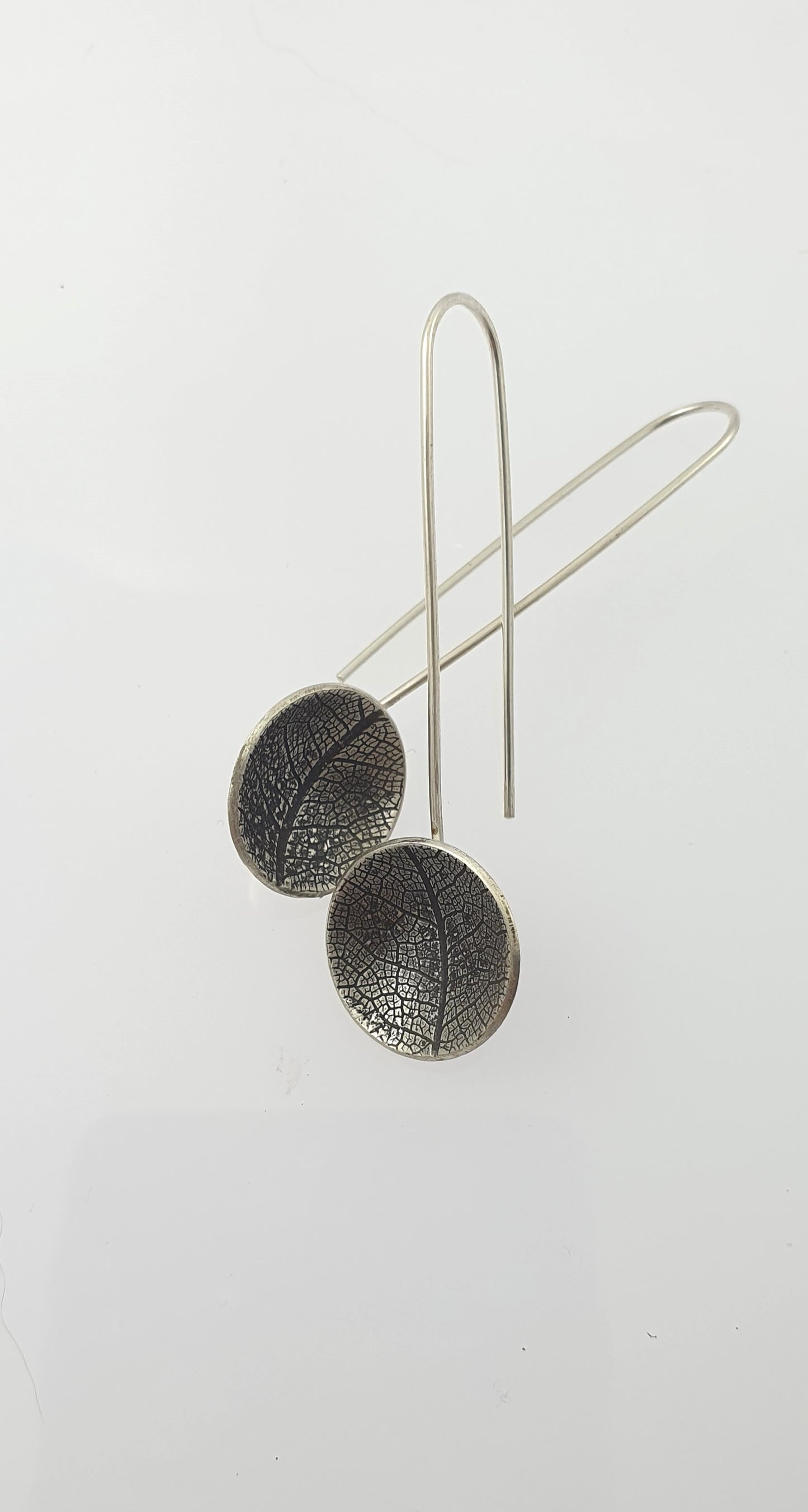 Leaf Textured Deep Domed Disc Earrings