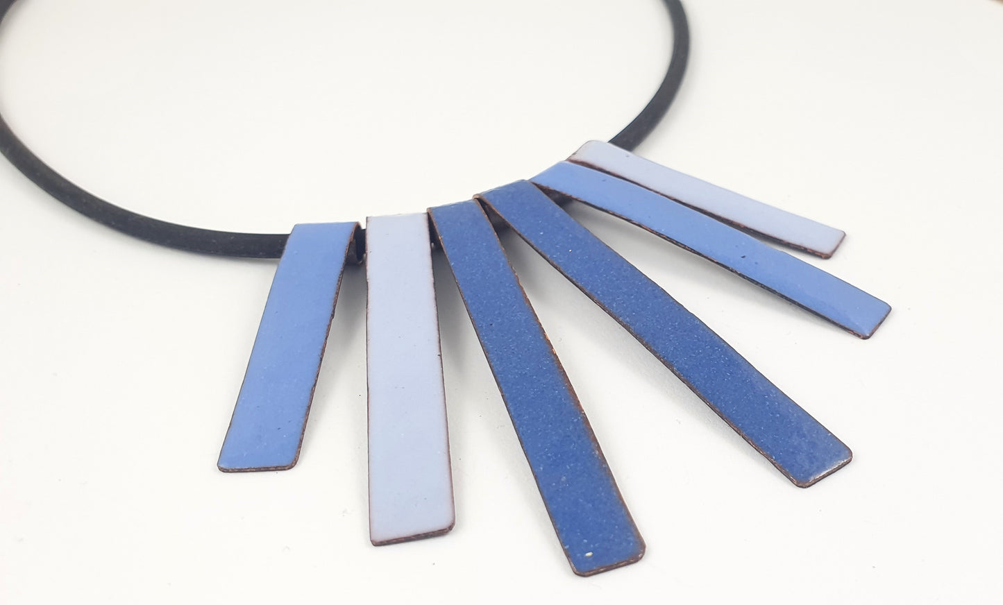 Blue Enamel Copper Necklace