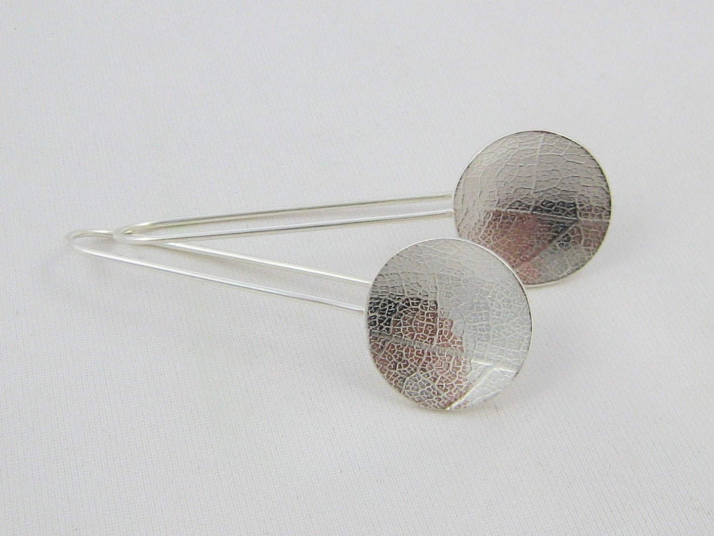 Leaf Textured Disc Earrings