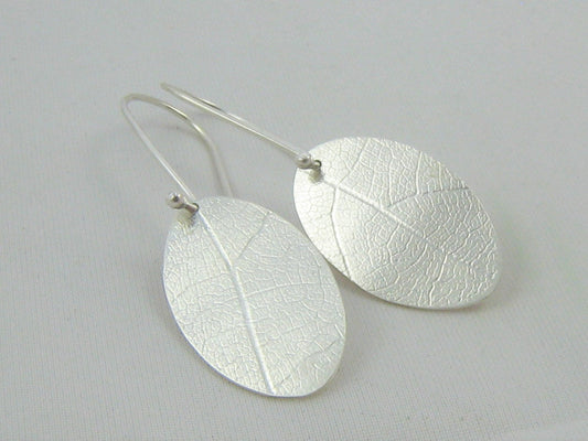 Oval Leaf Textured Earrings