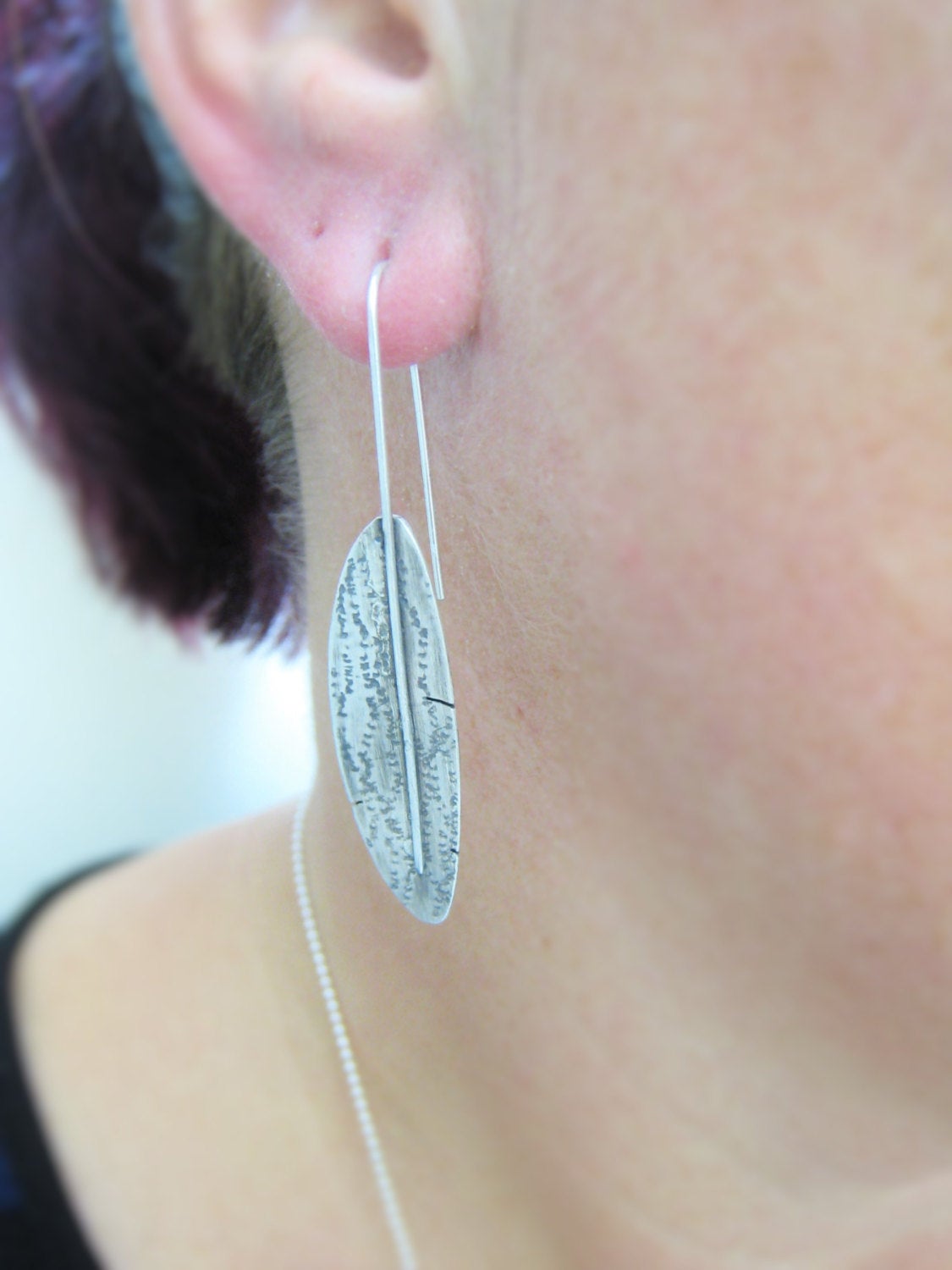 Oxidised Feather Earrings