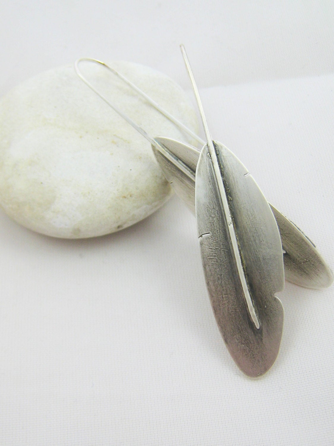 Oxidised Feather Earrings