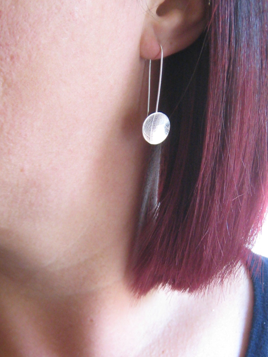 Leaf Textured Disc Earrings