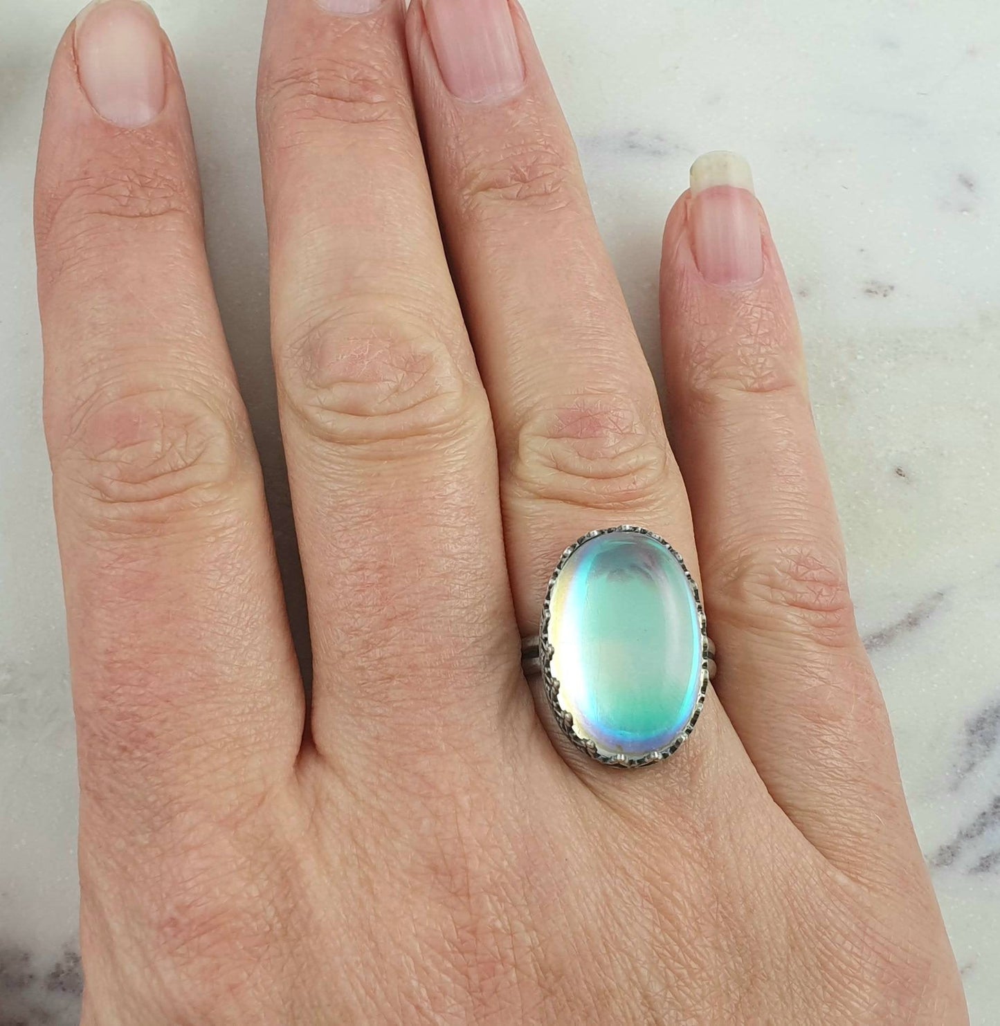 Aura Quartz Sterling Silver Ring