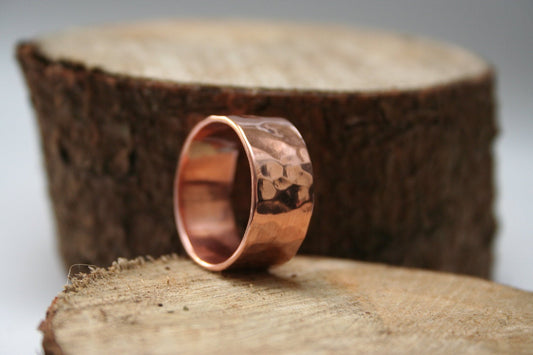 Copper Hammered Mens Ring
