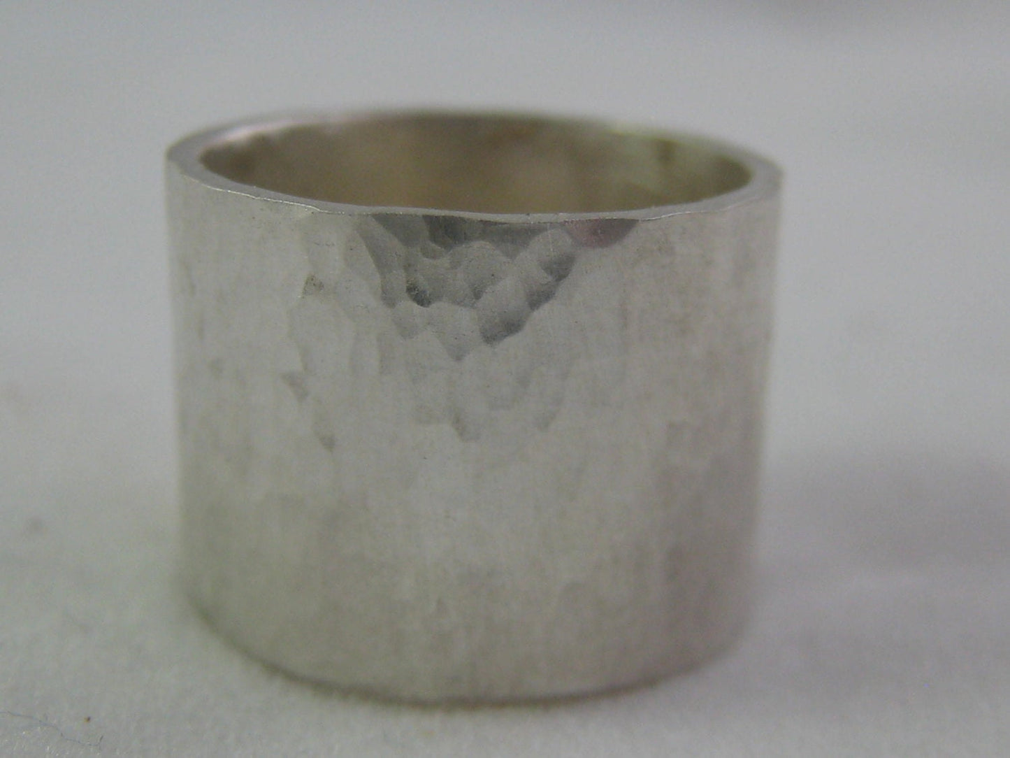Silver Hammered Wide Ring