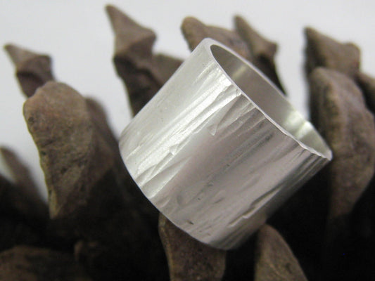 Silver Bark Wide Ring