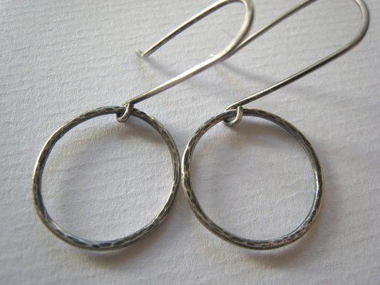 Oxidised Sterling Silver Hoop Earrings