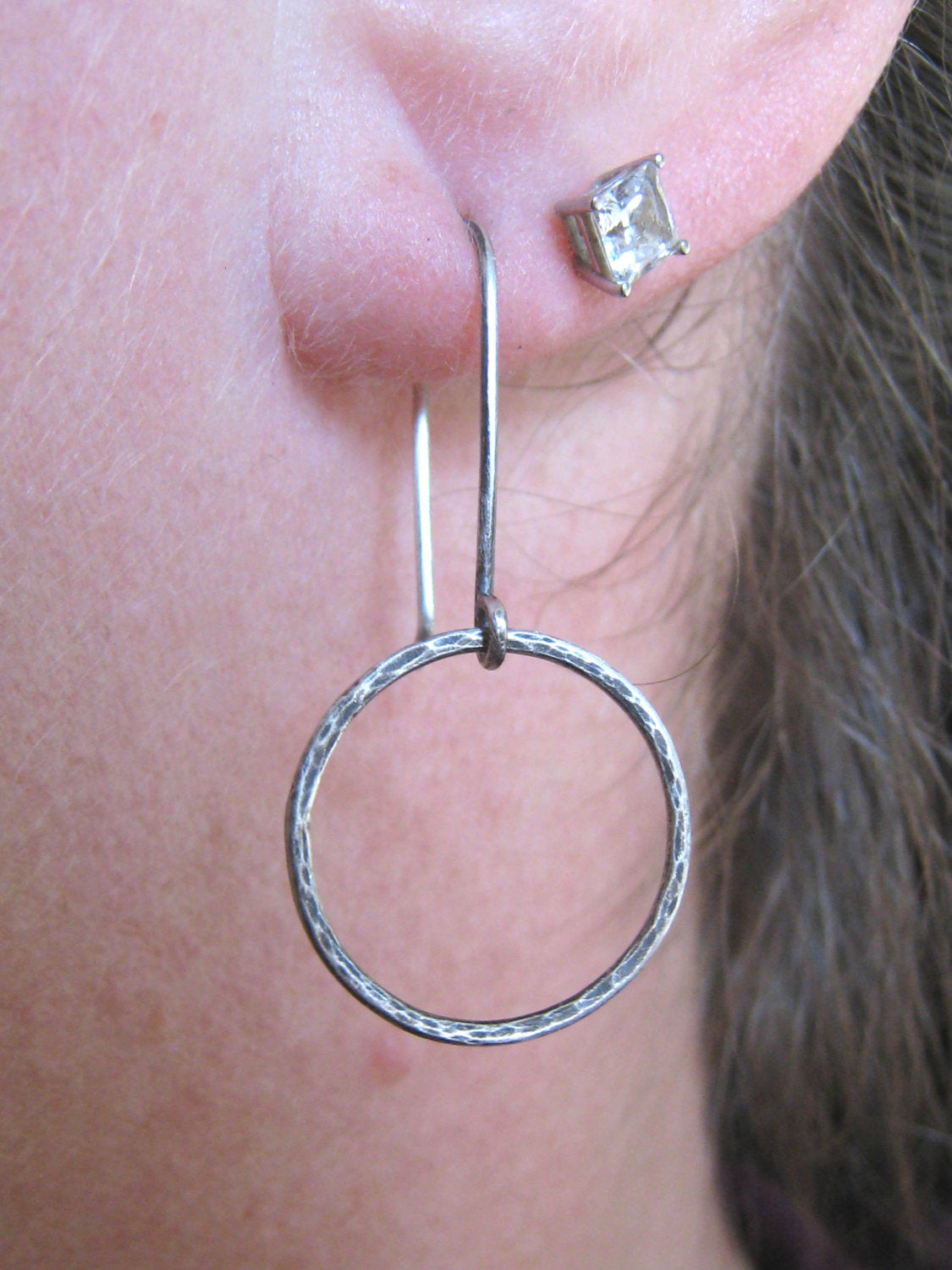 Oxidised Sterling Silver Hoop Earrings