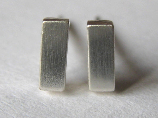 Tiny Silver Rectangle Earrings