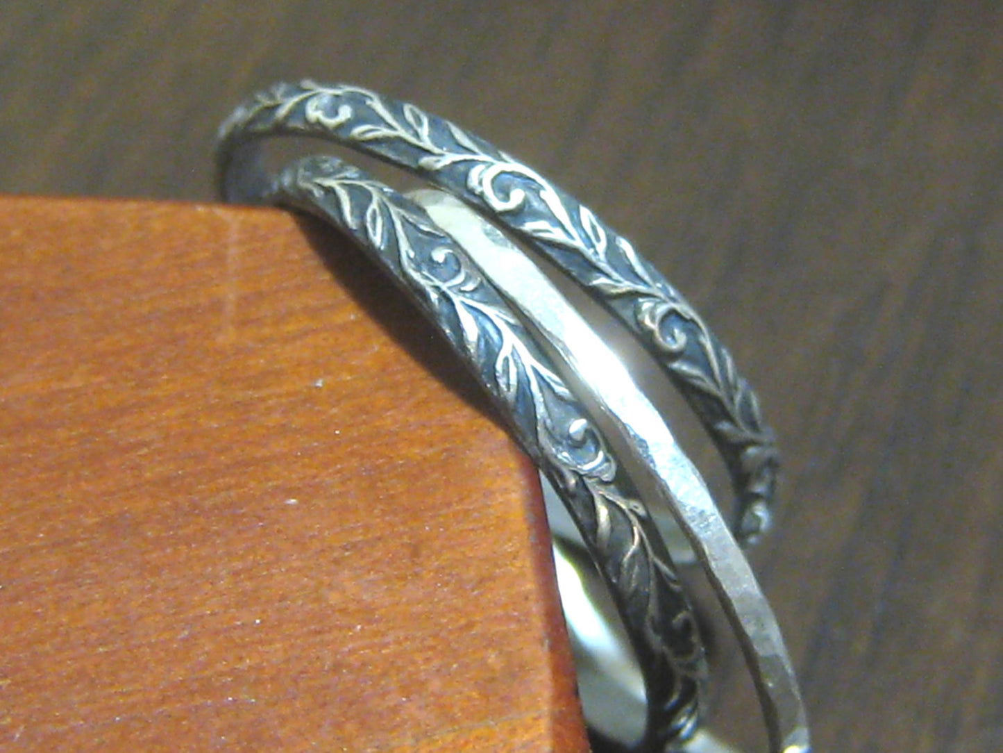Oxidised Posey and Hammered Stacker rings