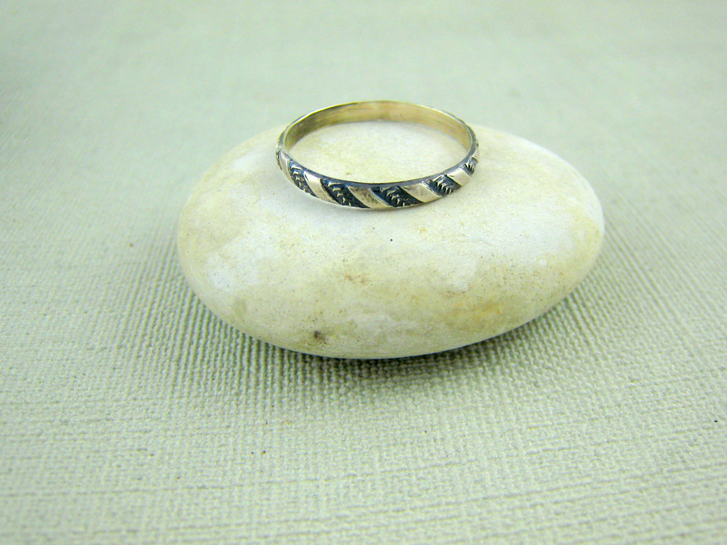 Striped Oxidised Stacker Ring