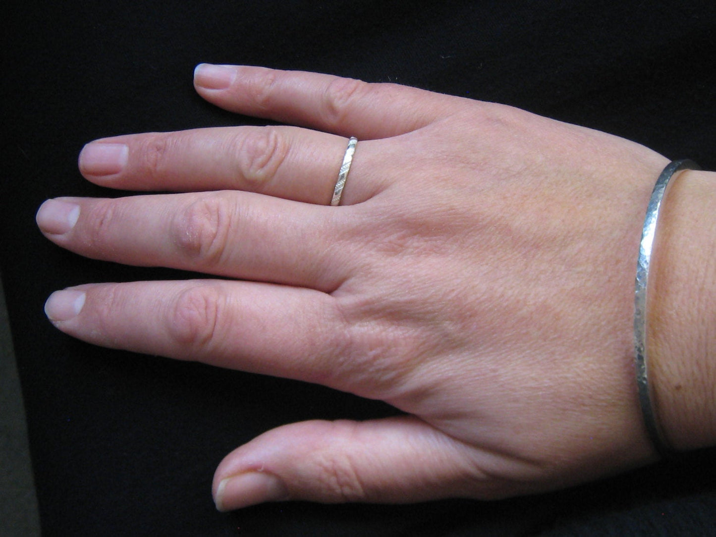 Silver Patterned Stacker Ring
