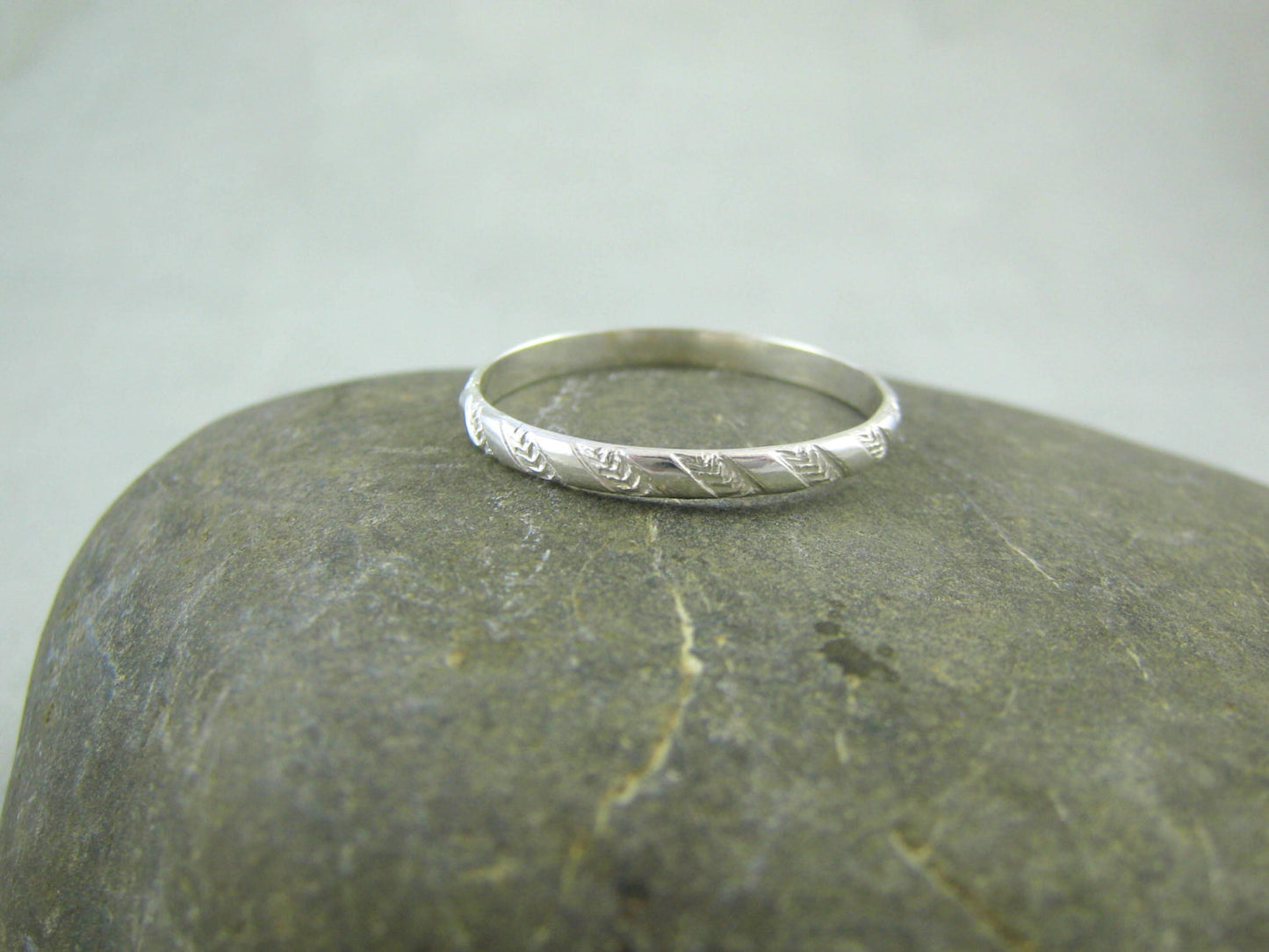 Silver Patterned Stacker Ring