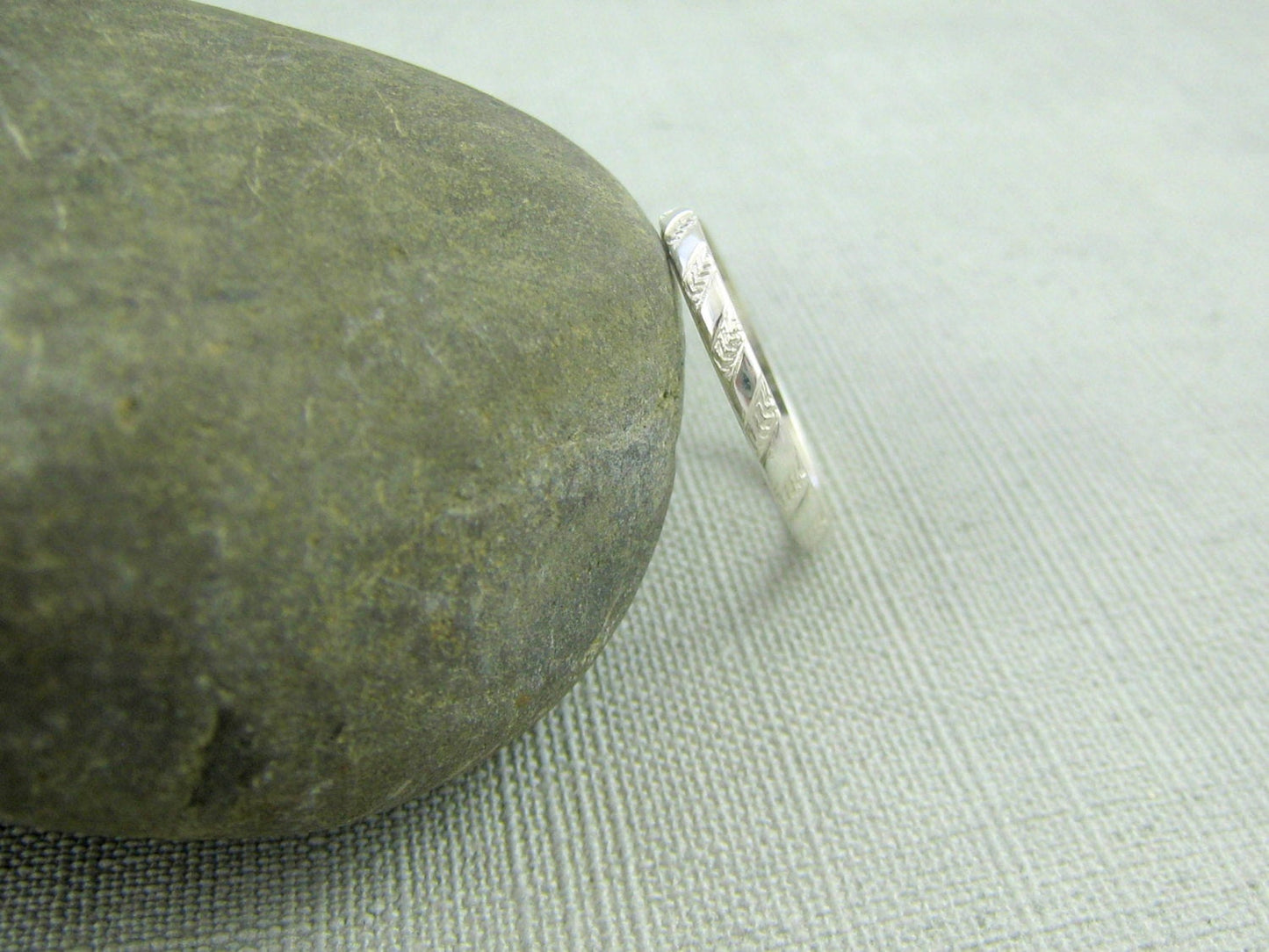 Silver Patterned Stacker Ring