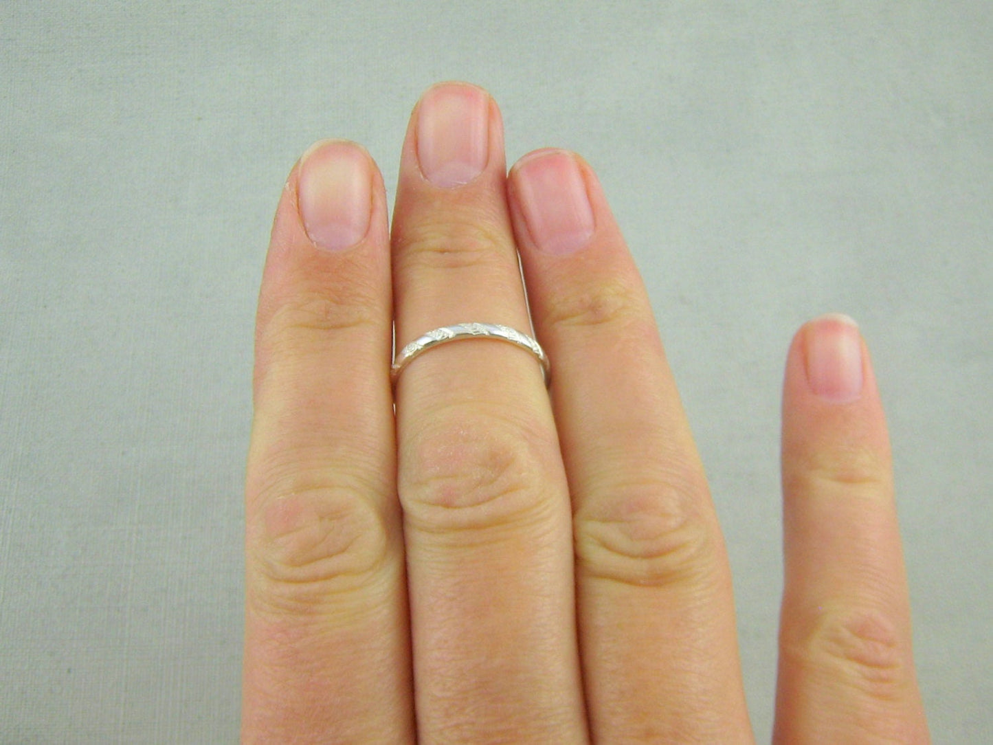 Silver Patterned Stacker Ring