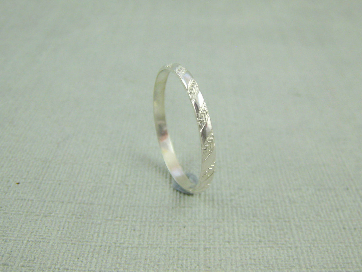 Silver Patterned Stacker Ring