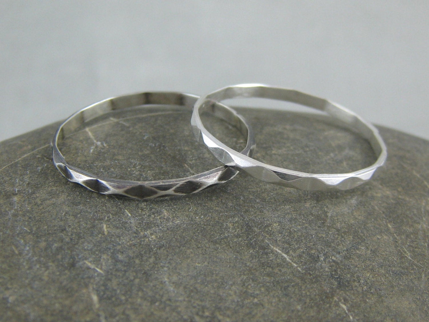 Faceted Oxidised Stacker Ring