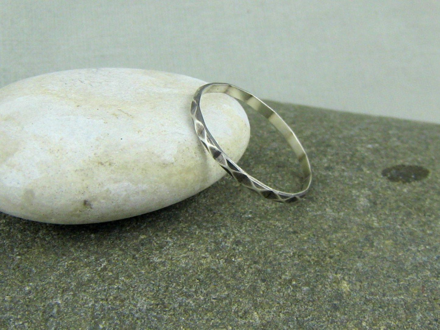 Faceted Oxidised Stacker Ring