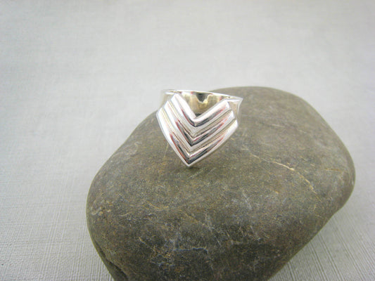 Chunky Sterling Silver Chevron Ring