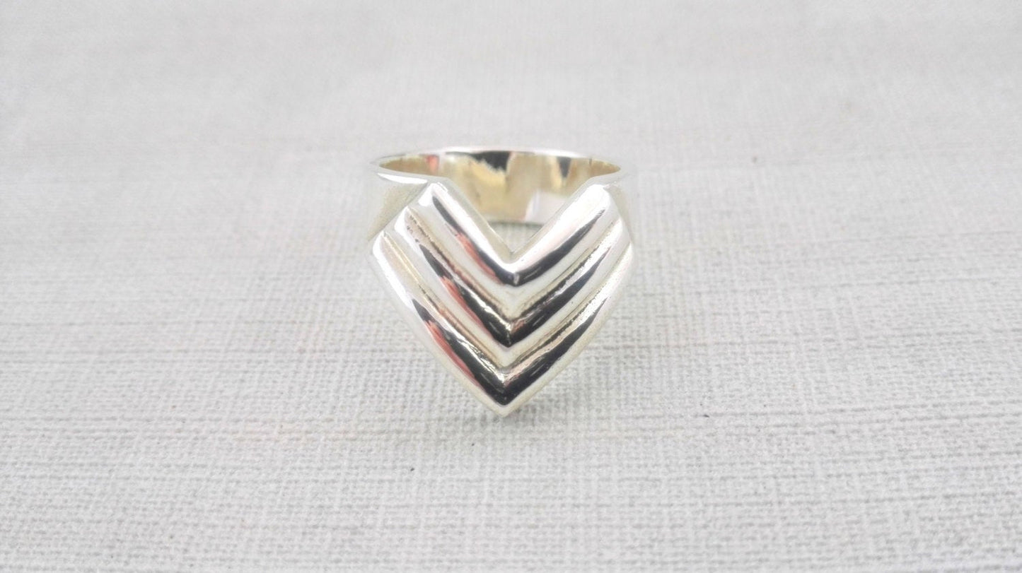 Chunky Sterling Silver Chevron Ring