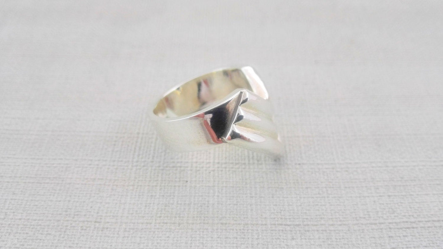 Chunky Sterling Silver Chevron Ring