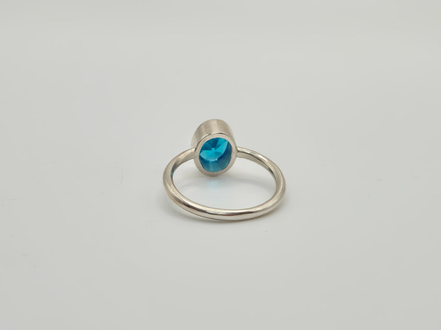 Slim Sterling Silver and Blue Cubic Zirconia Ring