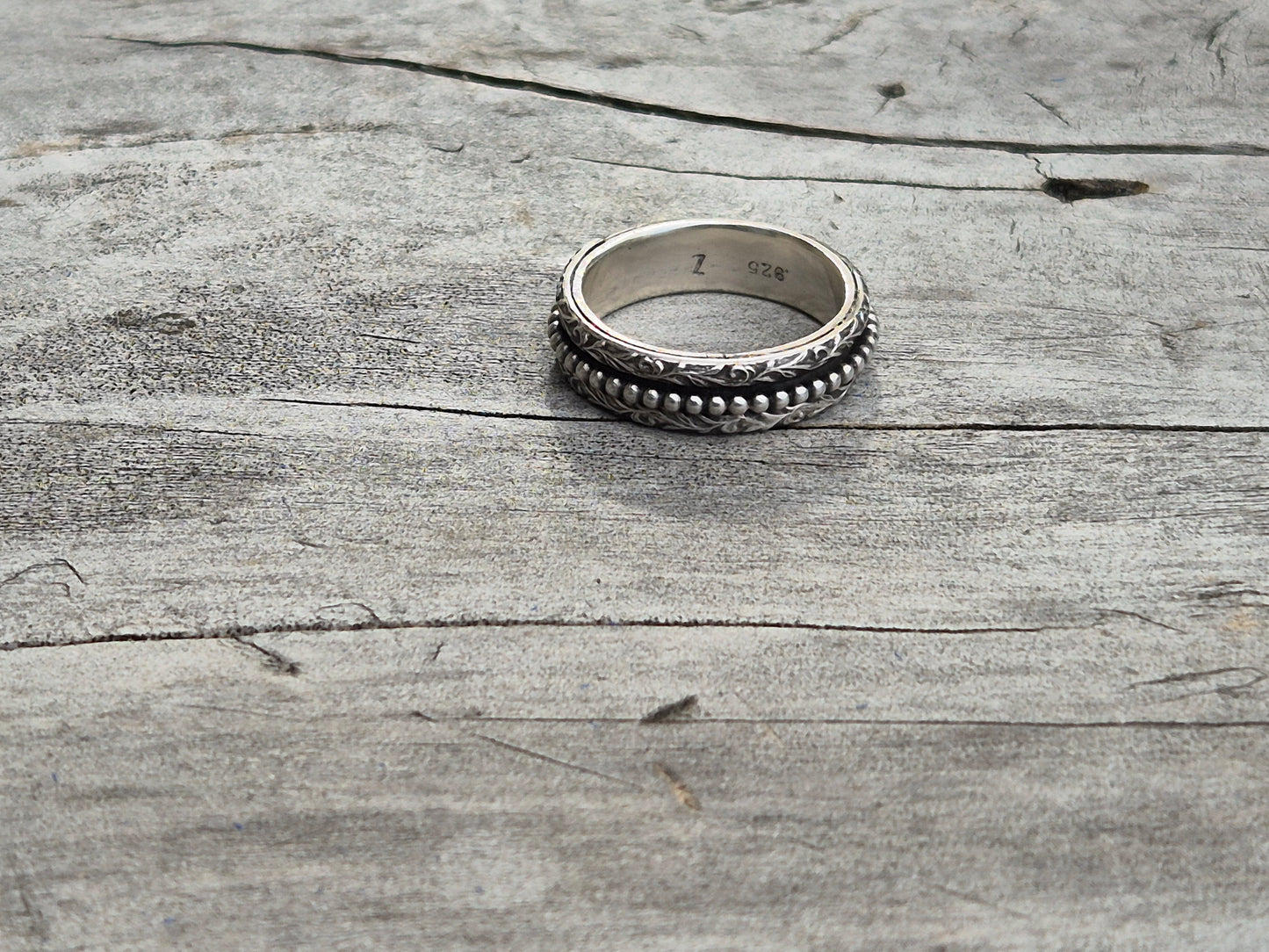 Detailed Sterling Silver Spinner Ring