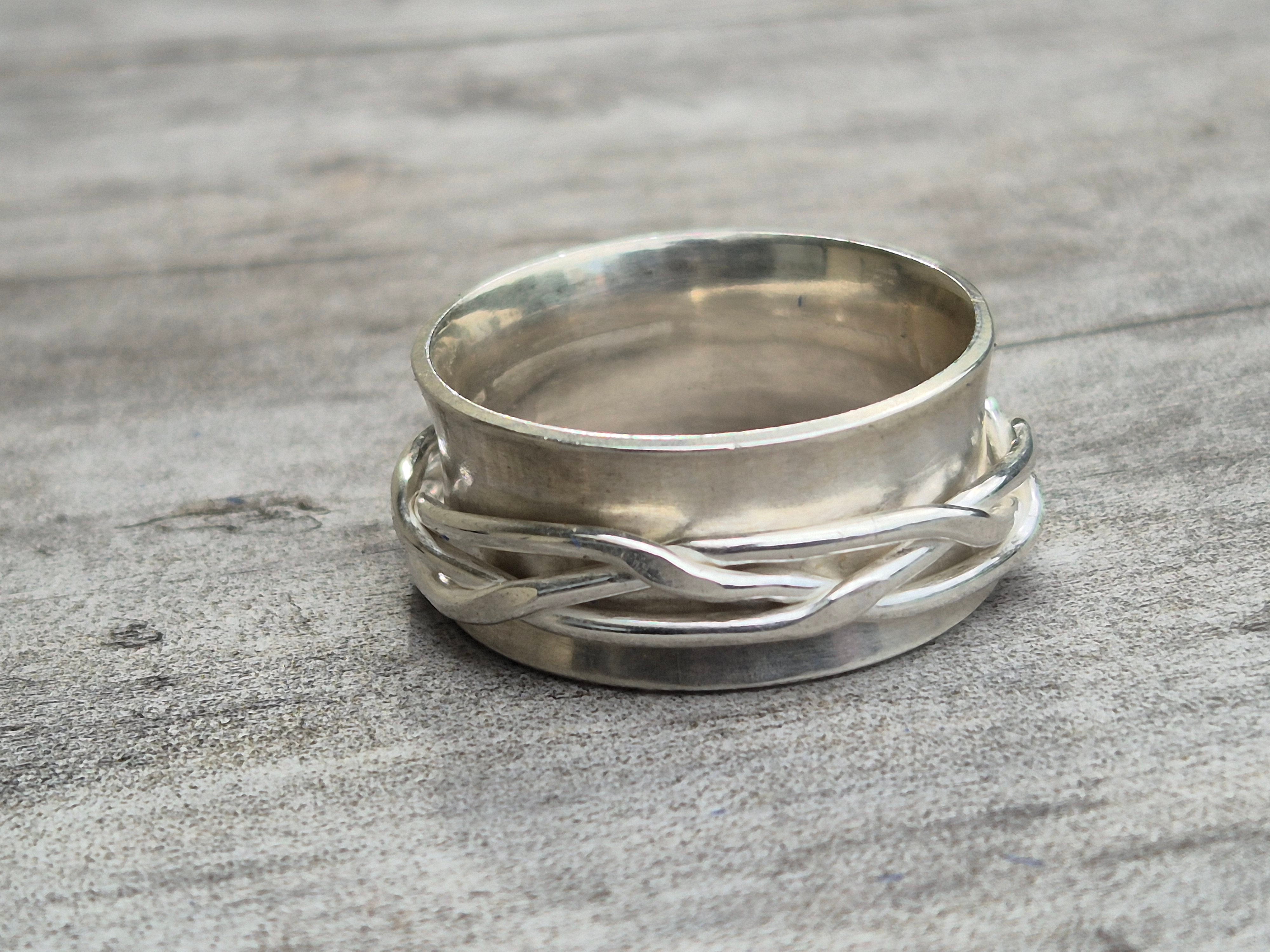 Woven Spinner Ring Sterling Silver - Fidget Ring NZ – ZaZing Jewellery