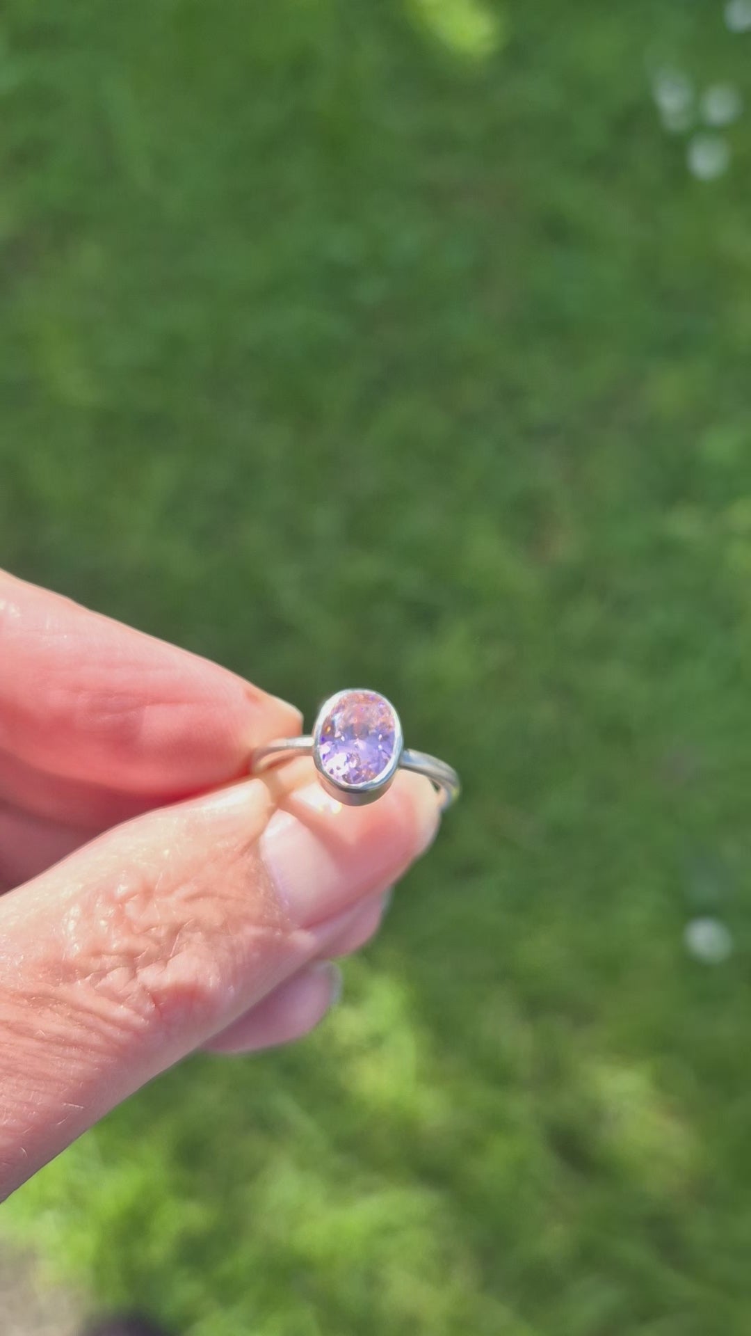 Slim Sterling Silver and Pink Cubic Zirconia Ring – ZaZing