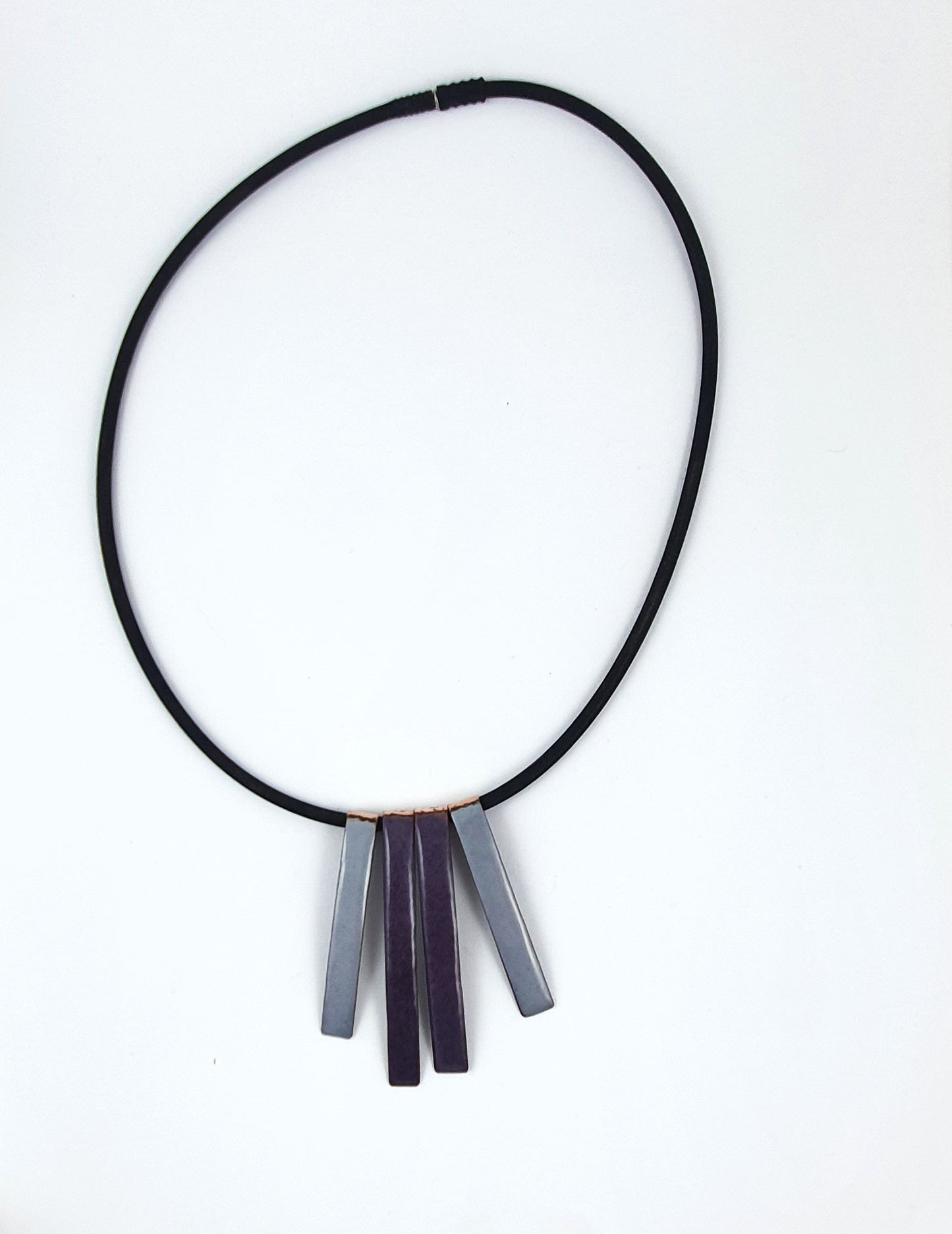 Grey and Purple Enamel Copper Necklace