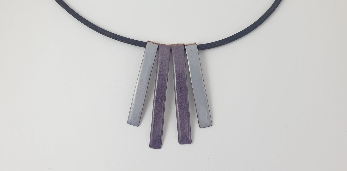 Grey and Purple Enamel Copper Necklace