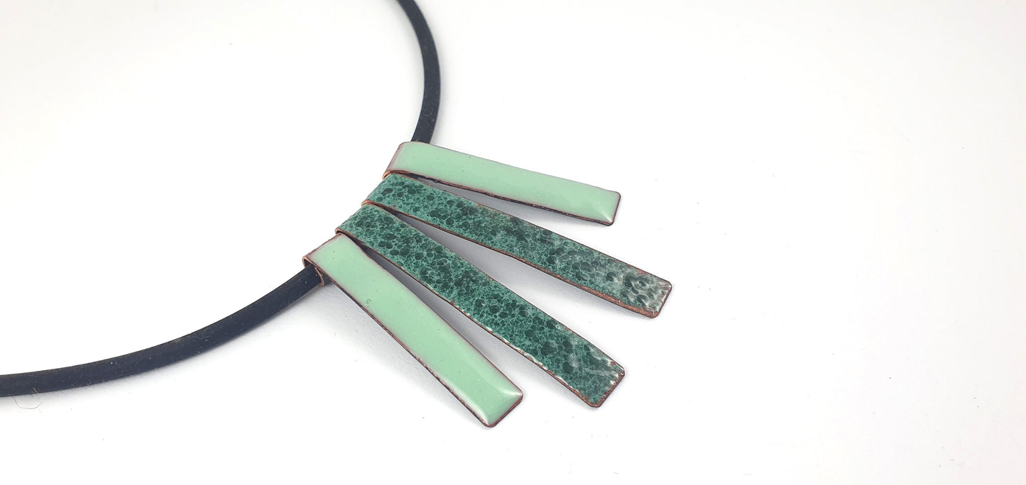 Green Enamel Copper Necklace