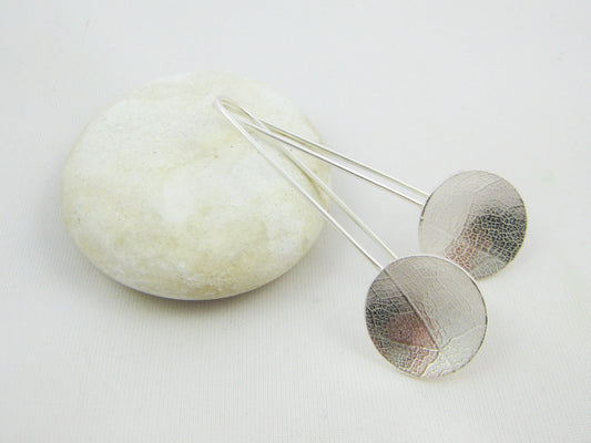 Leaf Textured Disc Earrings