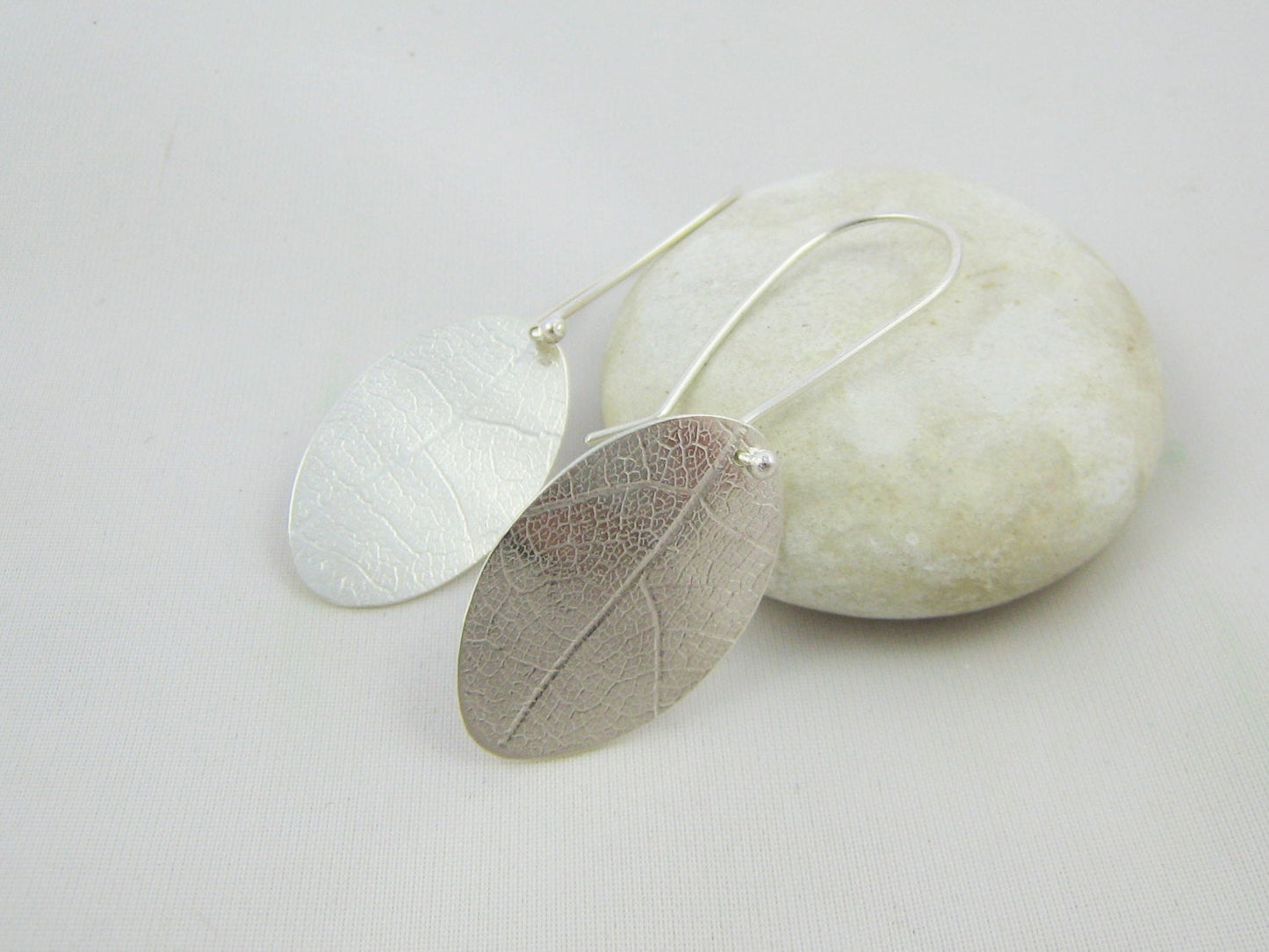 Oval Leaf Textured Earrings