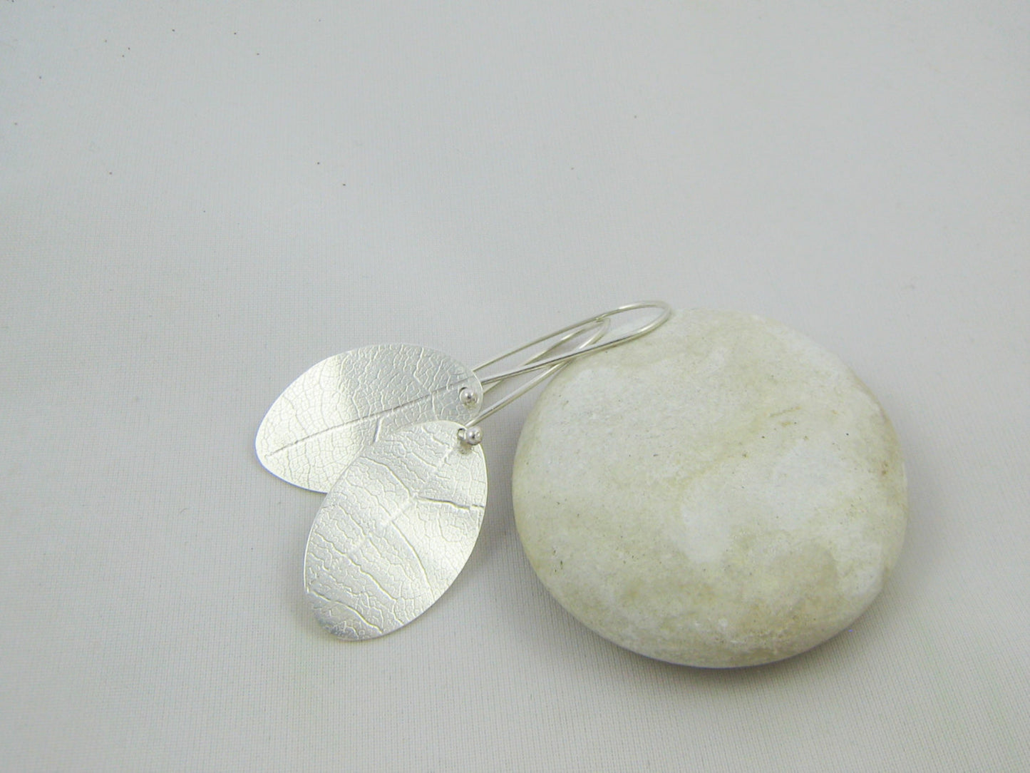 Oval Leaf Textured Earrings