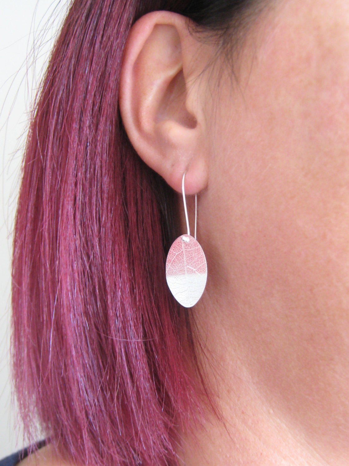 Oval Leaf Textured Earrings