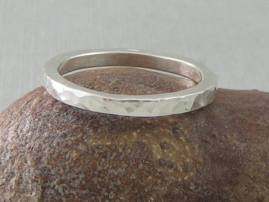 Slim Hammered Stacker Ring