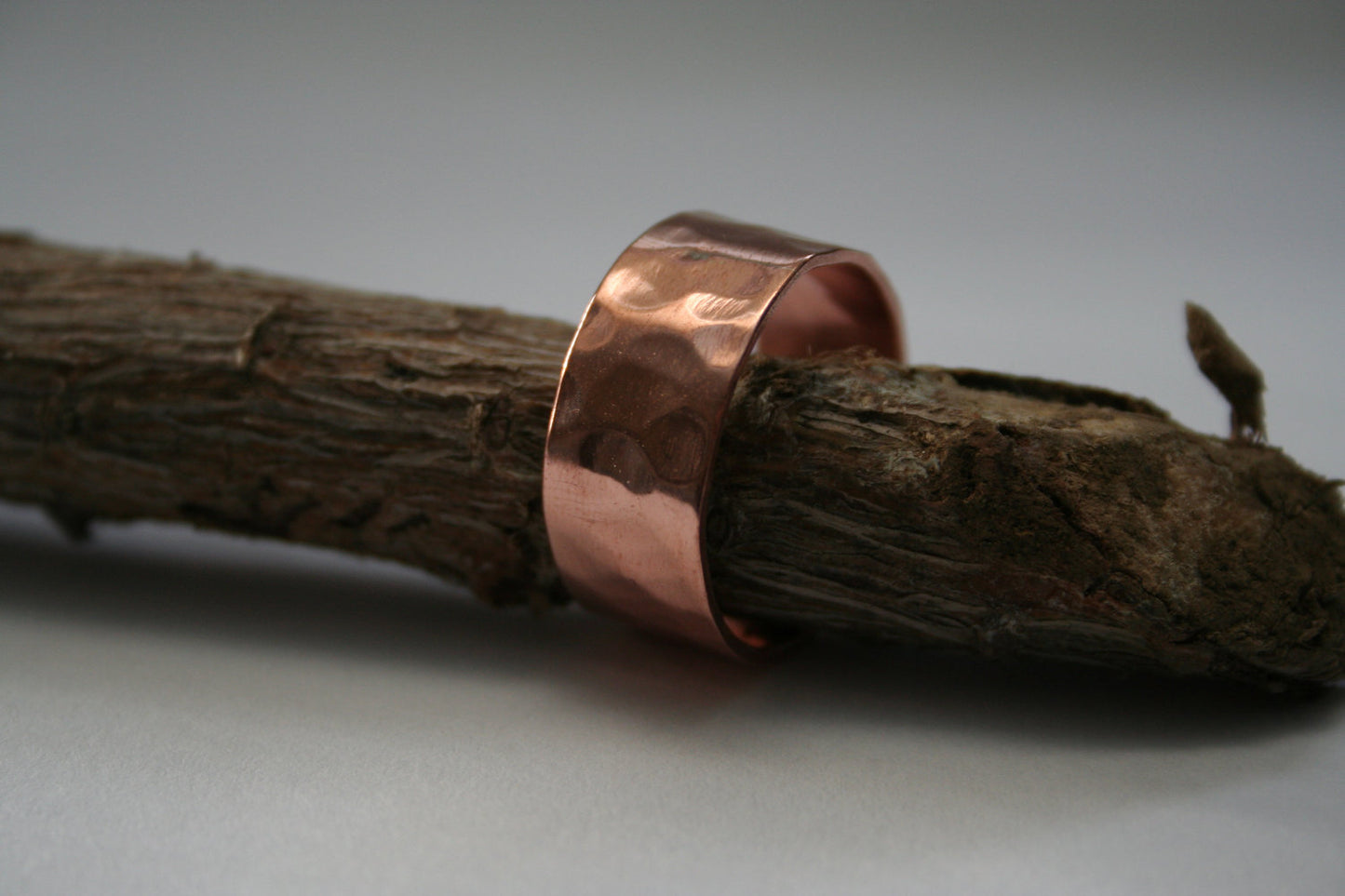 Copper Hammered Mens Ring