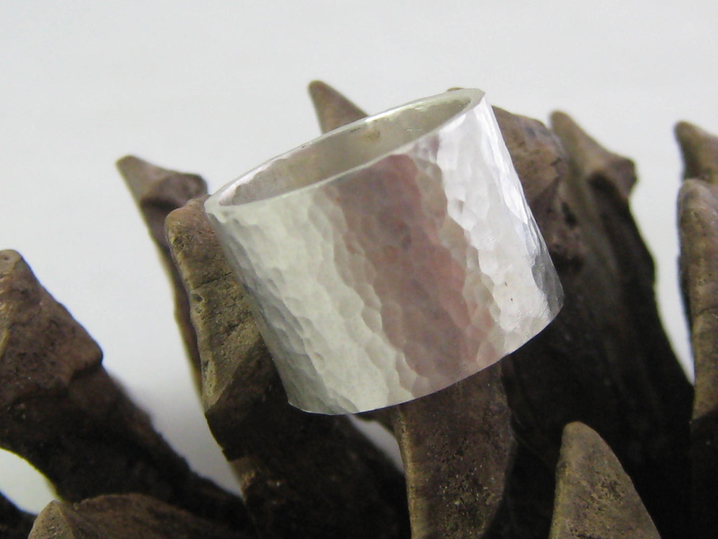 Silver Hammered Wide Ring